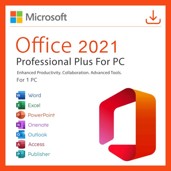 Microsoft Office 2021 Professional Plus – Lifetime license for 1 PC, Instant activation
