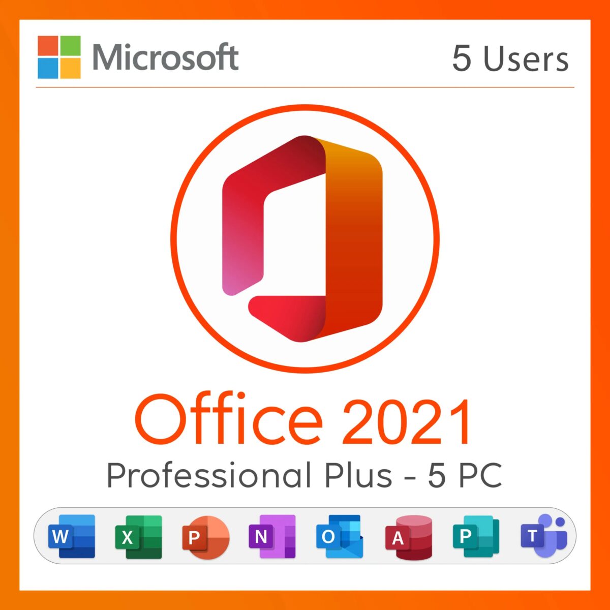 Microsoft Office 2021 Professional Plus License – Lifetime Activation for 5 PCs